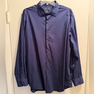 Alfani Men’s Slim Fit Button Down Shirt | Dark Blue | Large, 16-16 1/2 / 34-35